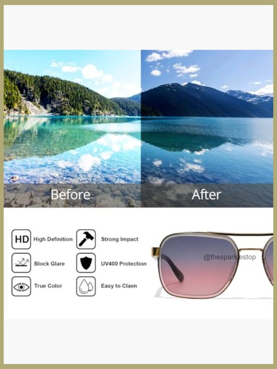 Oversized Aviator Sunglasses, Tangle Free Design, UV400 Protection main image 6